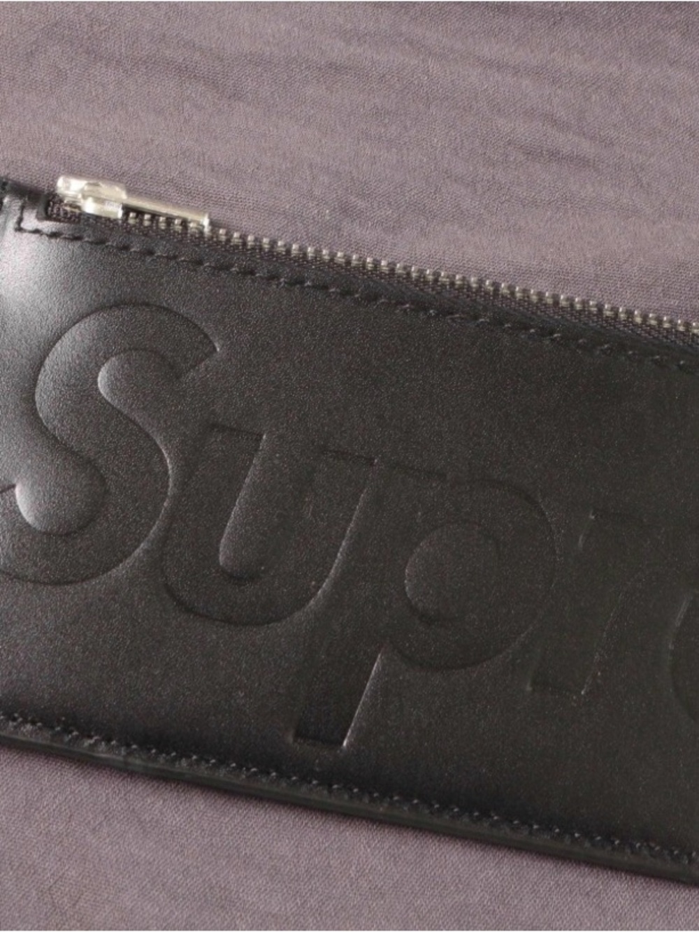Supreme Black Embossed Leather Zip Wallet